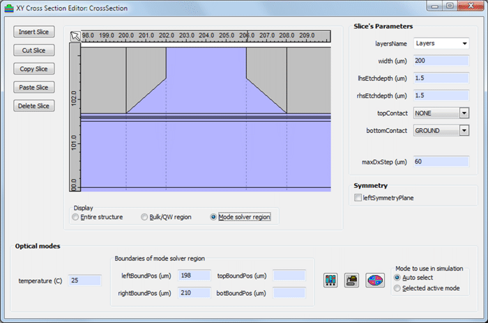 Cross section editor